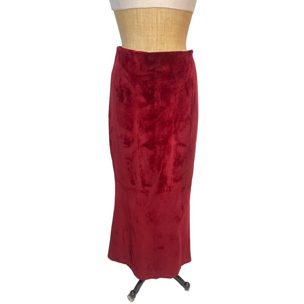 Ben Kahn Vintage Red Fur Maxi Skirt XL Size 16 18